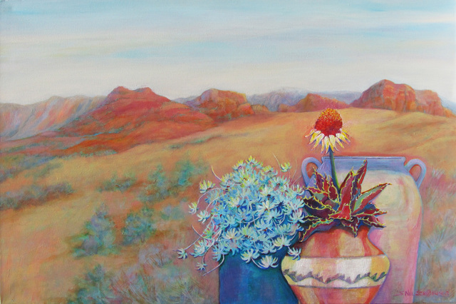 Artist Sharon Nelsonbianco. 'Pottery With A View ARIZONA1' Artwork Image, Created in 2014, Original Painting Acrylic. #art #artist