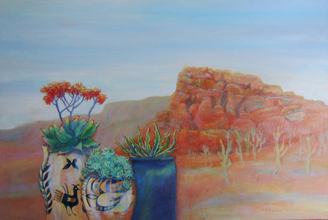 Artist Sharon Nelsonbianco. 'Pottery With A View ARIZONA 2' Artwork Image, Created in 2014, Original Painting Acrylic. #art #artist