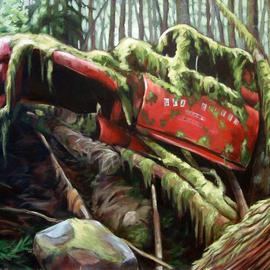 Suzan Marczak: 'Pacha Mama has her way', 2012 Acrylic Painting, Zeitgeist. Artist Description:      the forces of nature take over a derelict vehicle, and the rainforest reclaims possession of its own.     ...