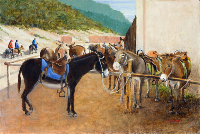 Mikhail Velavok  'Friendly Donkeys', created in 2016, Original Painting Oil.