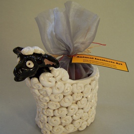 Suzanne Noll: 'Ceramic Sheep Potpourri Vase Item V1080', 2011 Mixed Media Sculpture, Animals. Artist Description:         This ceramic Sheep potpourri vase comes with a bag of Apple Cider Potpourri to be both a great decorative piece as well as filling your home with pleasant fragrances. Some believe the symbolism of sheep is that of great wealth both spiritually and financially. In this economy, we ...