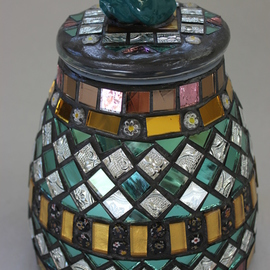  Mosaic, Decorative Jar With Bird On Top Item 1156, Suzanne Noll