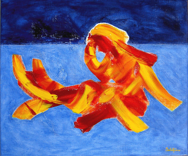 Richard Solstjarna  'Life In Motion No1', created in 2000, Original Painting Tempera.