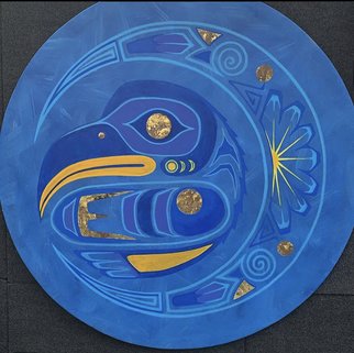 Roger Perkins: 'blue thunderbird', 2020 Acrylic Painting, Spiritual. American Indian Artist inspired by the Cultures of Turtle Island...