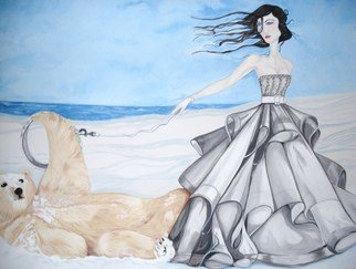 Susan A. Piazza: 'On a Short Leash', 2009 Acrylic Painting, Beach. 