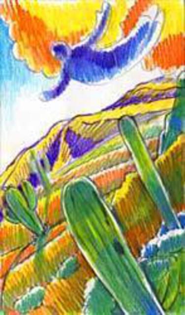Artist Michael B. Schwartz. 'Set Of 5 Cards: Desert Flight' Artwork Image, Created in 2008, Original Watercolor. #art #artist
