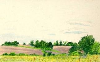 Keith Thrash: 'Late Spring', 1983 Pencil Drawing, Landscape. Roadside scene below Newbern, looking west. June 6, 1983....