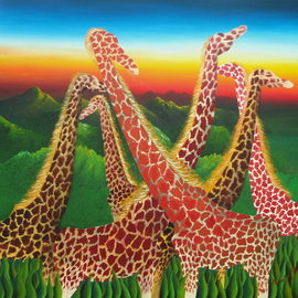Massimiliano Stanco: 'Nairobi', 2008 Oil Painting, Surrealism. Artist Description:  Surrealist giraffes together...