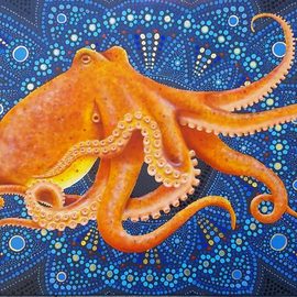 Stephen Bibb: 'octopus mandala', 2019 Acrylic Painting, Mandala. Artist Description: The enigma of the octopus, intertwined in the enigma of the mandala. Who can understand either of them ...