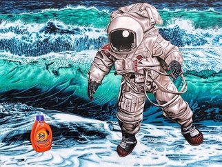 Stephen Hall: 'tsfiloe', 2019 Acrylic Painting, Space. Again, as with all my current work, I am addressing the damage we humans are doing to our planet. In this case, the oceans of our world are being massively polluted with plastics and doing nothing is seriously selfish and stupid. Here we find an astronaut, from the future  Searching ...