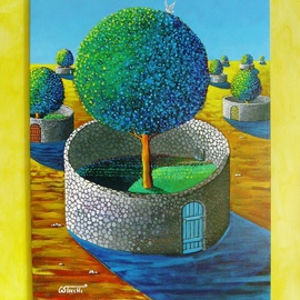 Giuseppe Sticchi: 'Isdraele', 2011 Acrylic Painting, Surrealism. Artist Description:  Tipico orto Isdrailiano nel deserto    ...