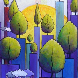 Giuseppe Sticchi: 'Pioggia nel bosco', 2011 Acrylic Painting, Surrealism. Artist Description:  sinfonia di colori nel bosco quando piove           ...