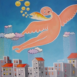 Giuseppe Sticchi: 'angelo di periferia', 2010 Other Painting, Surrealism. Artist Description:    omaggio agli operatori sociali    ...