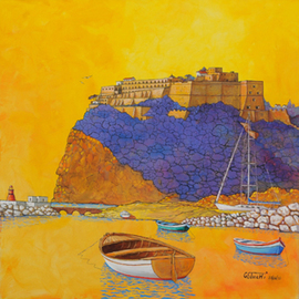 Giuseppe Sticchi: 'castello nel sole', 2010 Other Painting, Surrealism. Artist Description:   pomeriggio al castello di Baia Napoli     ...