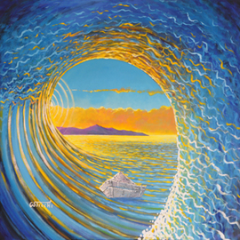 Giuseppe Sticchi: 'la barca di carta', 2010 Other Painting, Surrealism. Artist Description:  la bellezza ela fragilita degli equilibri naturali      ...