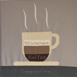 Stich-stich Gmbh: 'cappuccino', 2019 Other Painting, Food. Artist Description: Fabric image made of high- quality cotton fabric.  The picture can be used as decoration for house, practice, office, cafe etc. ,as a unique gift. ...