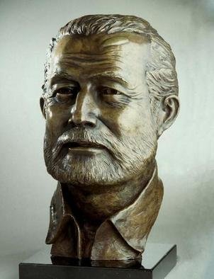 Sue Jacobsen: 'Ernest Hemingway', 2002 Bronze Sculpture, Portrait. National Sculpture Society 2003