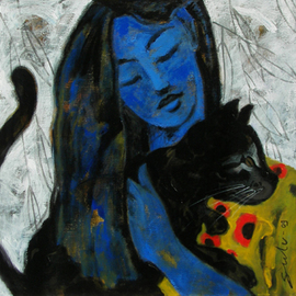 Sulakshana Dharmadhikari: 'Girl with black car', 2009 Acrylic Painting, Figurative. Artist Description:  figurative    ...