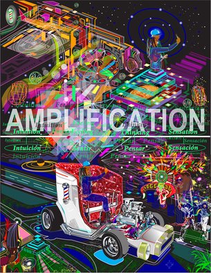 Rene Trujillo: 'amplificar', 2018 Computer Art, Archetypal. Spanish to Amplify  From my  Car tunes  series...
