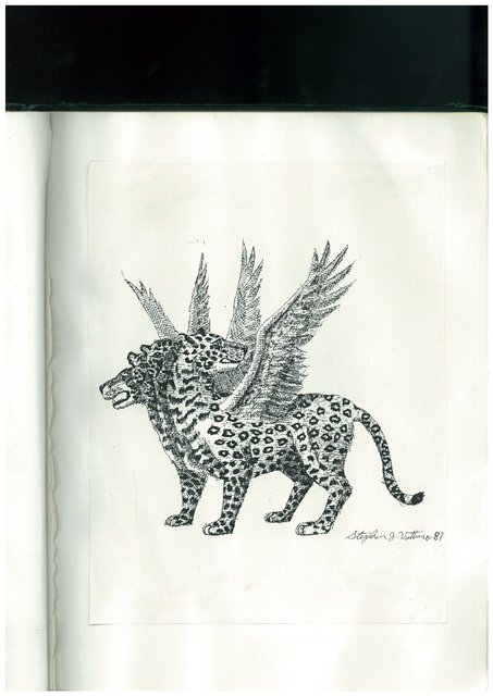 Stephen Vattimo  'Vision Of The Four Beast Leopard', created in 1987, Original Mixed Media.