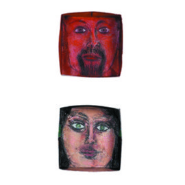 Suzanne Benton: 'Ireland Portrait Boxes  inside', 2004 Other Sculpture, History. Artist Description:  Back views, mixed media, inside of two sided face box portraits, multilayers, multicultural, collage ...