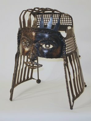 Suzanne Benton: 'Rachel', 1989 Mixed Media Sculpture, undecided.  Metal mask, steel, copper coat ...