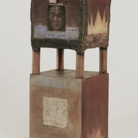 Suzanne Benton: 'Secret Treasure Box', 1990 Mixed Media Sculpture, History. Artist Description:  copper, wood, multilayers, multicultural Locked until the year 2000, never opened, collage ...
