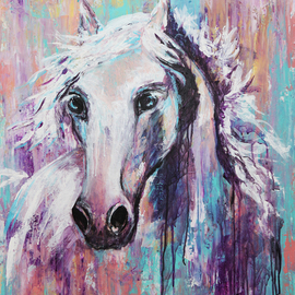 Svetlana Hollinger: 'white horse', 2018 Acrylic Painting, Abstract Figurative. Artist Description: horse s eyeshorseoriginal paintingsingle copyhorse headexpressive...