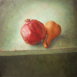 Sofia Wyshkind: 'Limelight Pomegranate Pear', 2003 Oil Painting, Still Life. 