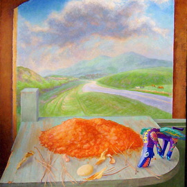 Sofia Wyshkind: 'Memory of Georgia', 2003 Oil Painting, Clouds. Artist Description:  red soil ...