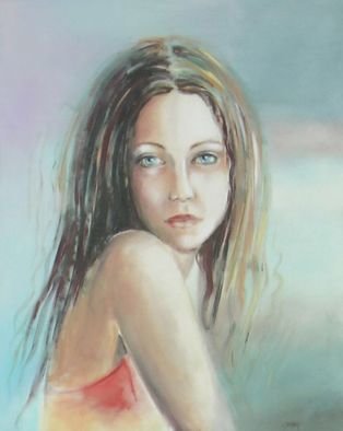 Sylvia Kula: 'Blue Eyes', 2007 Acrylic Painting, Children.  Original painting, acrylic on canvas, signed, size 800x1000mm, 18mm deep. NZD 1200. 00, AUD 1020. 00.Posters and Prints of some of Sylvia Kula' s paintings, in many different sizes, mediums and frames, are now available from 
