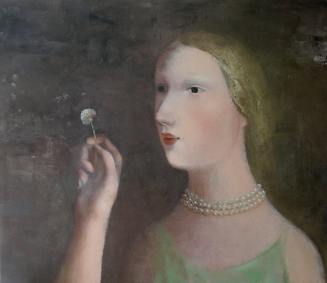 Artist Stanislav Zvolsky. 'Girl With A Dandelion' Artwork Image, Created in 2008, Original Painting Oil. #art #artist