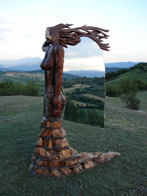 Tosic Aleksandar  'Blu Eyed Girl', created in 2007, Original Sculpture Wood.