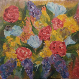 Tamara Black: 'bouquet', 2016 Oil Painting, Floral. Artist Description: Flowers. Modern ArtSignedUnframed...