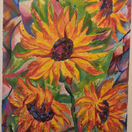Tamara Black: 'sunflowers', 2017 Oil Painting, Floral. Artist Description: Flowers, Nature, SunflowerSIgnedUnframed...