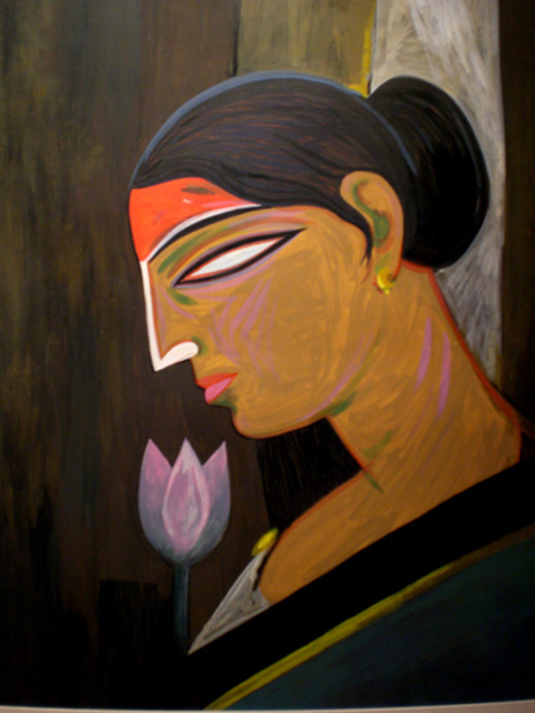 Artist Tapan Kar. 'SHE I' Artwork Image, Created in 2008, Original Painting Tempera. #art #artist