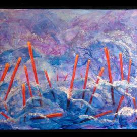 Tary Socha: 'Floating Poles', 2005 Acrylic Painting, Abstract. Artist Description: The fluid movement of oceans and boyant poles, creates an interesting contrast....