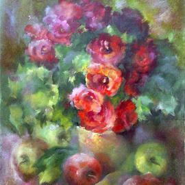 Tatyana Berestov: 'Still life with a begonia', 2013 Oil Painting, Still Life. Artist Description:  still life   ...