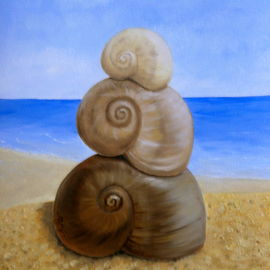 Tatyana Bondareva: 'Meditative Shells', 2013 Oil Painting, Seascape. Artist Description:          shell, sea shore, oil painting,  nature,  Tatyana Bondareva, original painting, oil paintings, art, blue, pearl                  ...