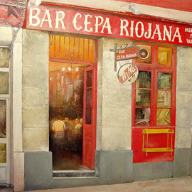 Tomas Castano: 'Bar Cepa Riojana', 2009 Oil Painting, Architecture. Artist Description: facade typical bar spanish...