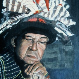 Terri Flowers: 'Onandaga Chief People of the Hills', 1985 Acrylic Painting, Portrait. Artist Description:  Portrait of Chief Leon from Syracuse, NY ...