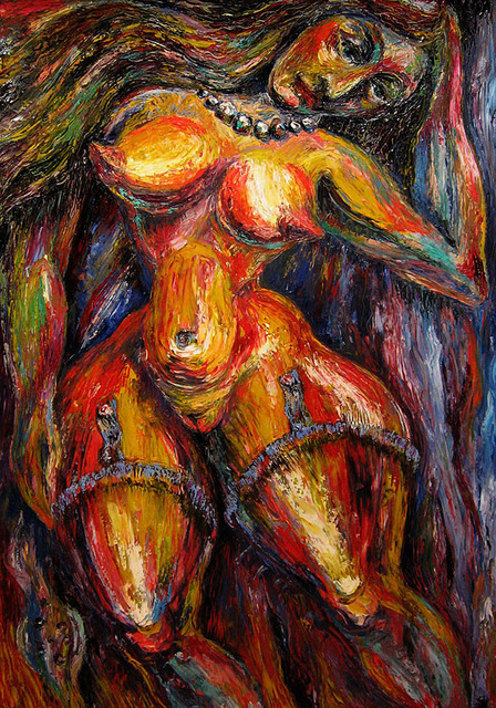 Temo Dumbadze  'Single Woman', created in 2013, Original Painting Oil.
