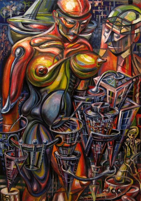 Temo Dumbadze  'Mother City', created in 2013, Original Painting Oil.