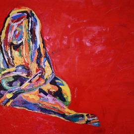 Terri Higgins: 'Im Not Her Anymore', 2011 Oil Painting, Figurative. Artist Description:  Nude female figure sitting abstract ...