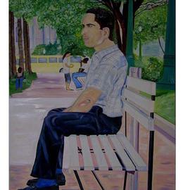 Terri Higgins: 'Man On Park Bench', 2005 Oil Painting, Culture. Artist Description: A project in collaboration with Marcelo Fonseca....