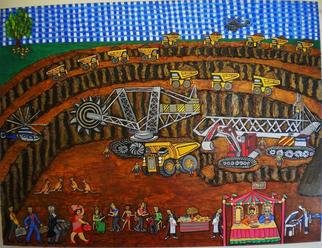 Theodore Kennett Raj: 'picnic with the emperoer', 2012 Acrylic Painting, Political.   this shows the greed of minning companys in australia  ...