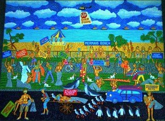 Theodore Kennett Raj: 'protest on mermaid beach', 2012 Acrylic Painting, Beach.  a protest to save our oceans and marine life ...