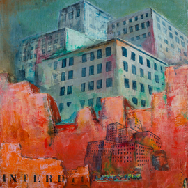 Thierry Merget: 'Les murs ont la parole', 2015 Acrylic Painting, Surrealism. Artist Description:  Cityscape Building Walls Red Graffiti ...