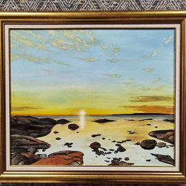 Tihomir  Vachev: 'sunset in norway', 2021 Oil Painting, Landscape. Artist Description: The painting was inspired by a real place...