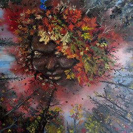 Pamela Benjamin: 'Autumn Femi', 2010 Oil Painting, Surrealism. Artist Description:  This painting is spiritually and seasonally inspired. ...